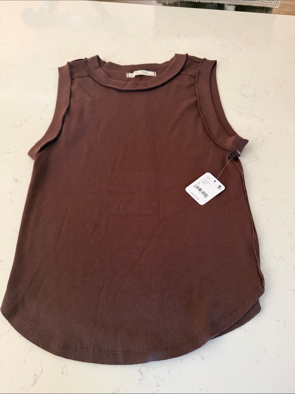 We The Free Ribbed Sleeveless Tank in Dark Brown NWT